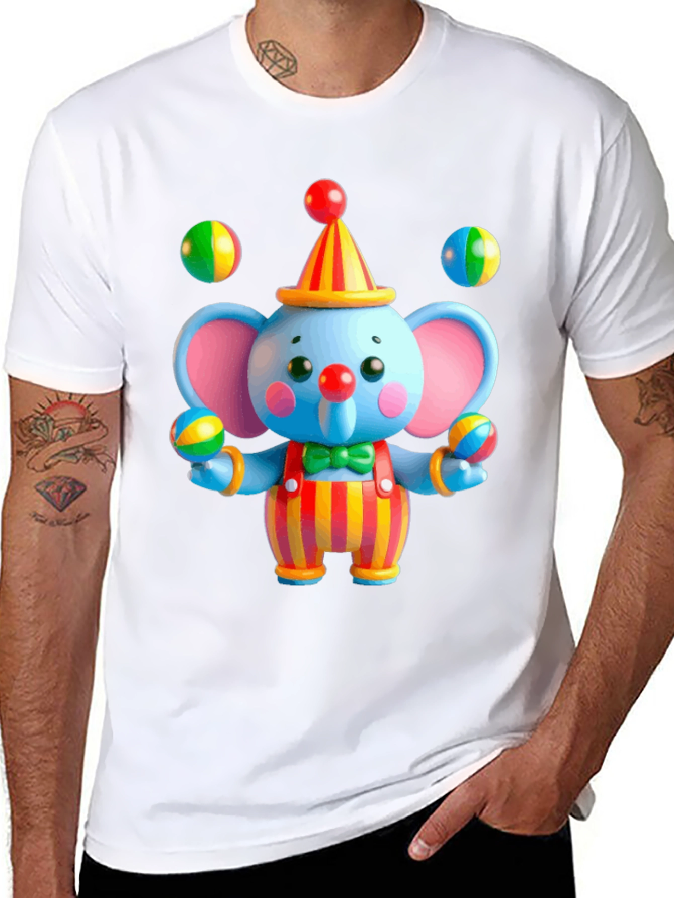 Clown Elephant Graphic T-Shirt