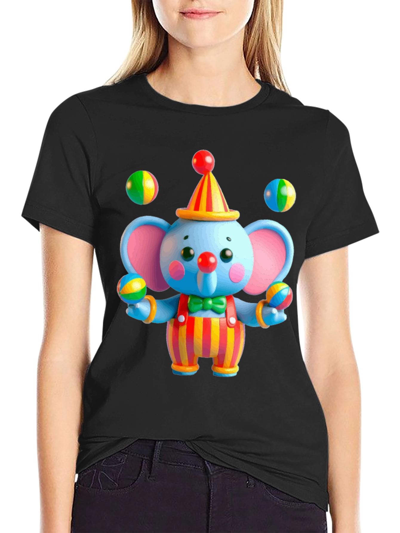 Clown Elephant Graphic T-Shirt