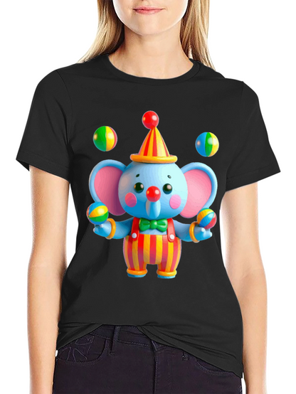 Clown Elephant Graphic T-Shirt