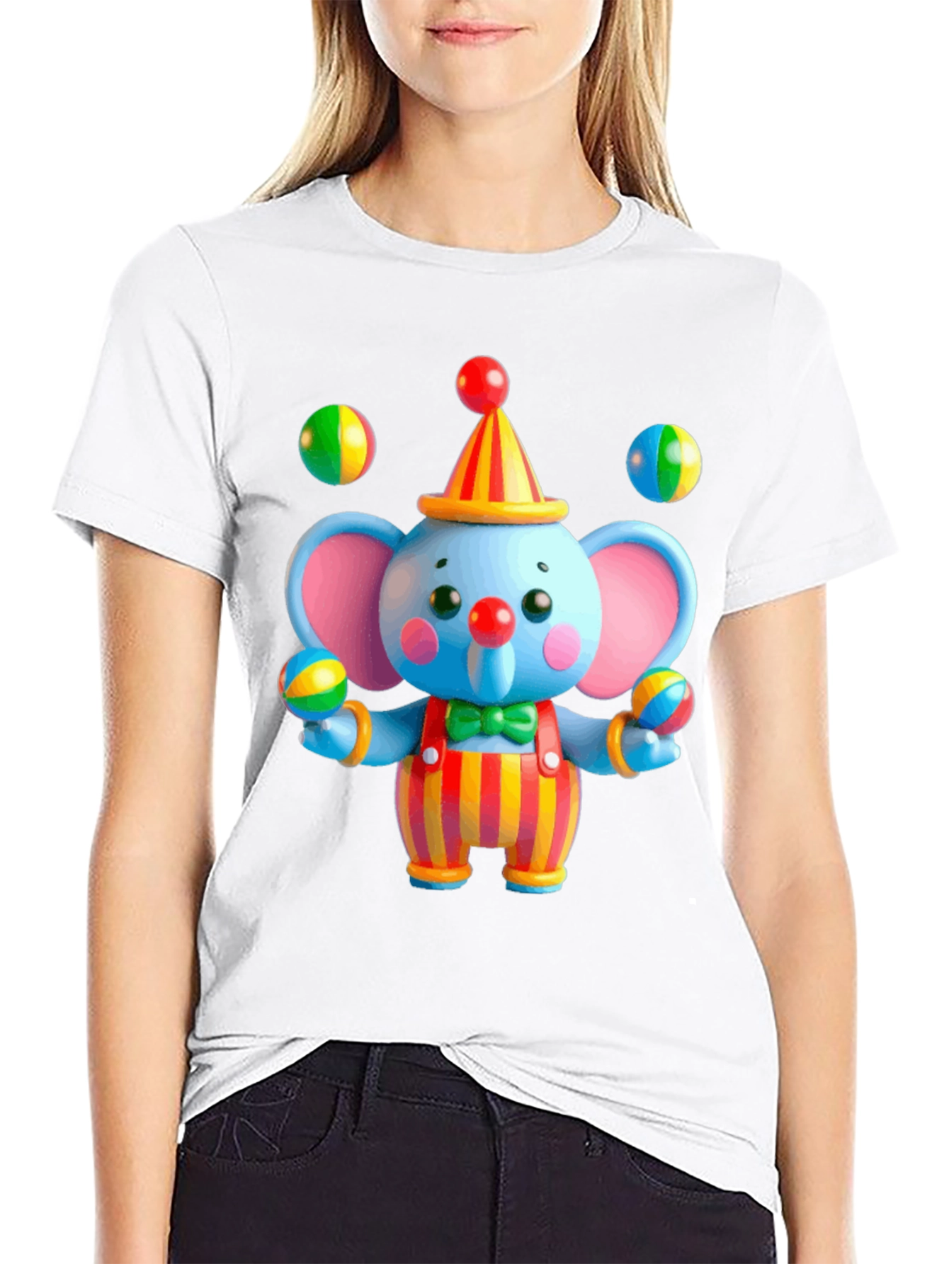 Clown Elephant Graphic T-Shirt