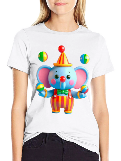 Clown Elephant Graphic T-Shirt