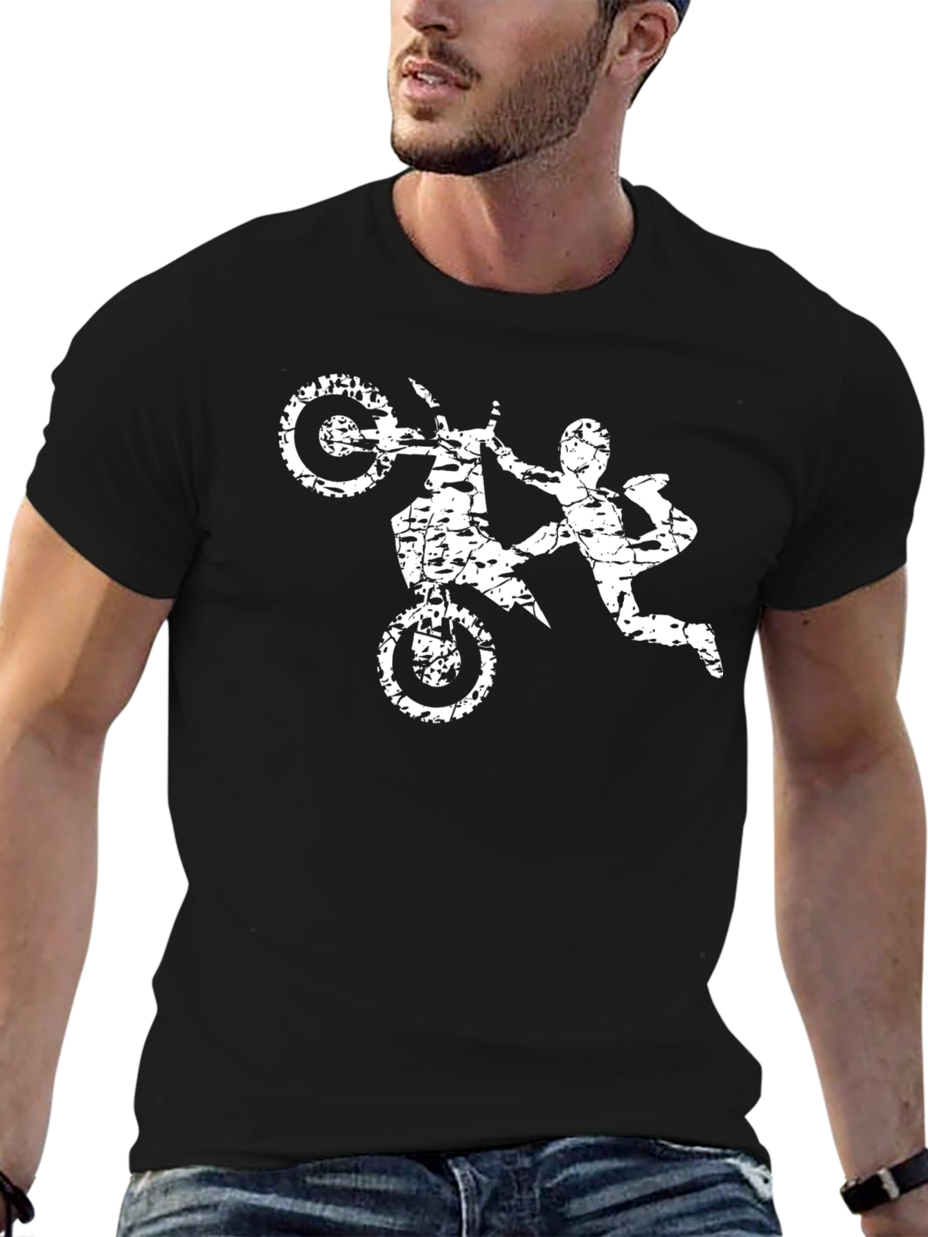Motocross Stunt T-Shirt - Distressed Graphic Tee