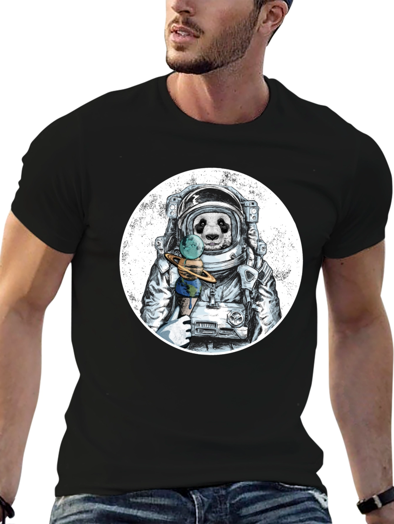 Astronaut Panda Graphic T-Shirt - Unique Design