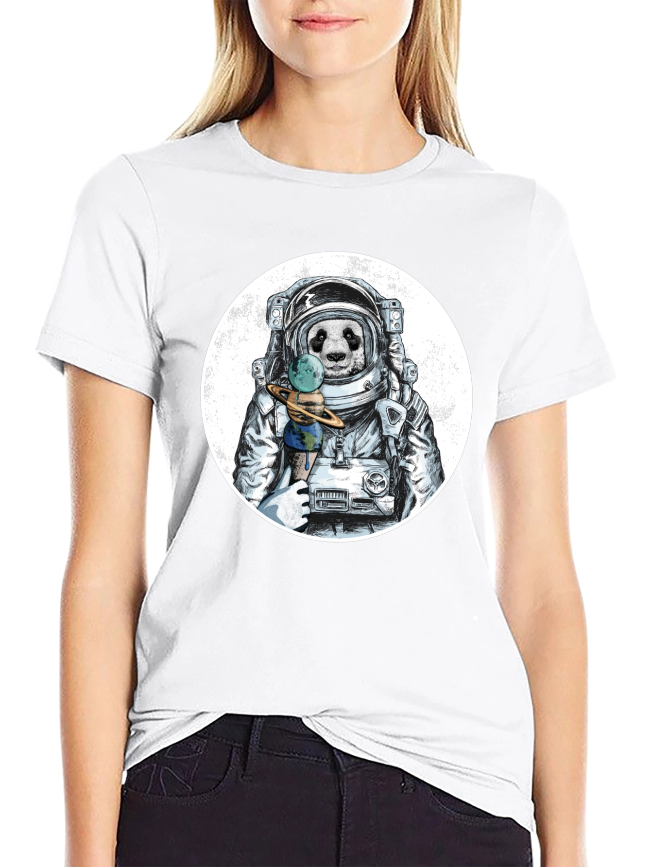 Astronaut Panda Graphic T-Shirt - Unique Design