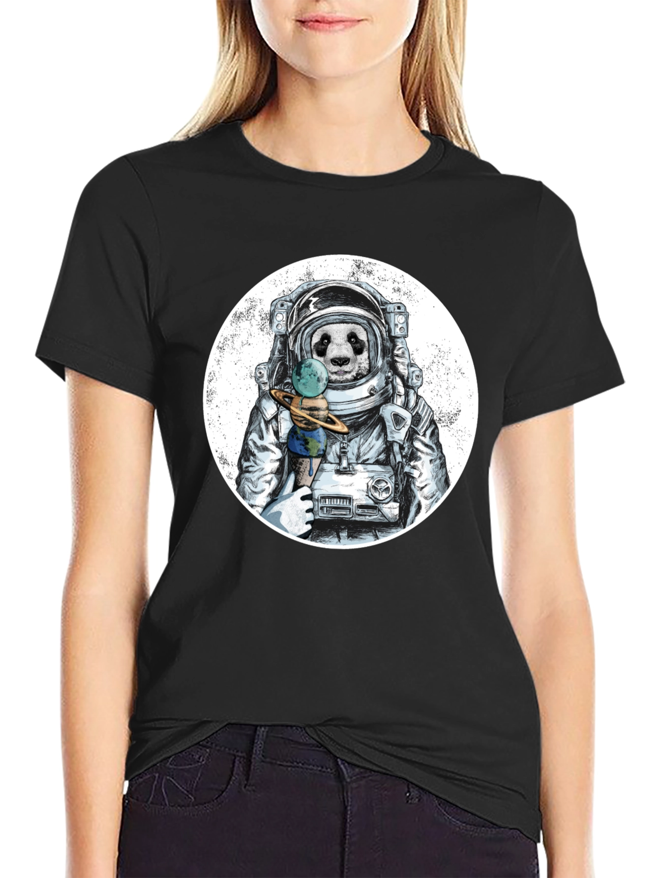 Astronaut Panda Graphic T-Shirt - Unique Design