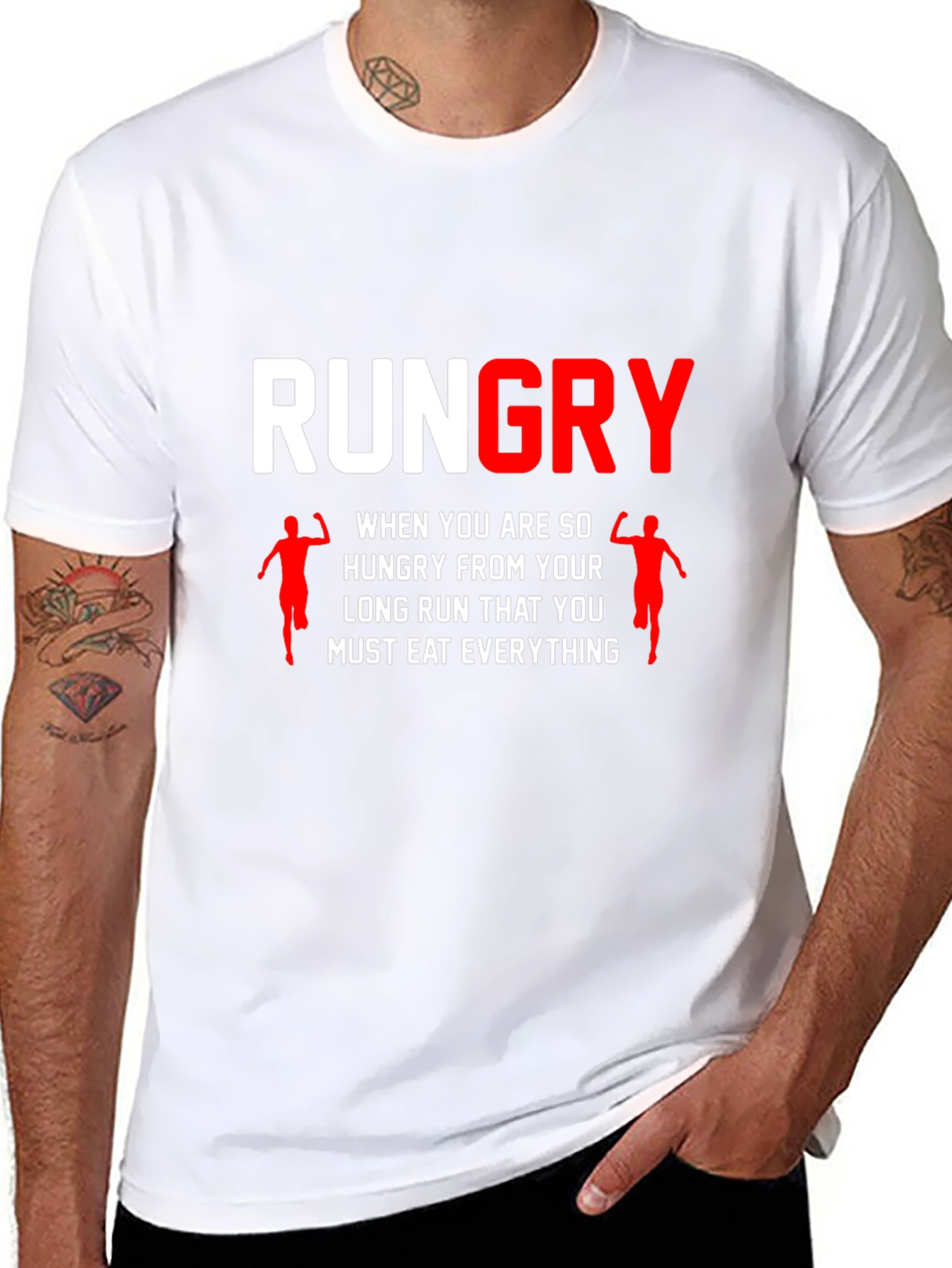 Rungry Mens Black Graphic Tee: Runners Hunger!
