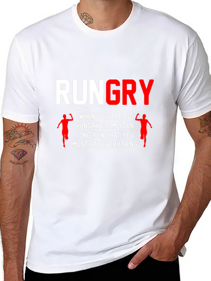 Rungry Mens Black Graphic Tee: Runners Hunger!