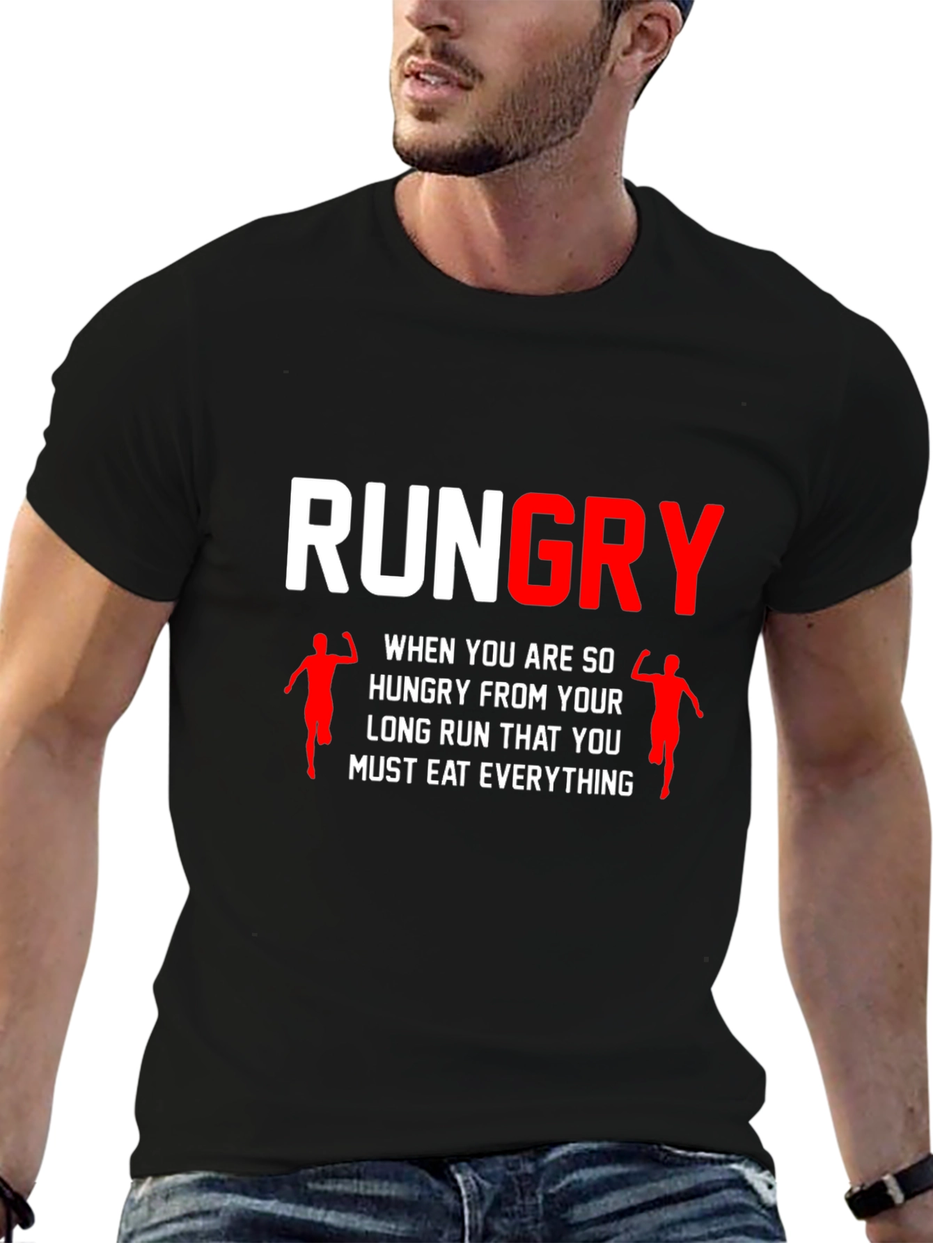 Rungry Mens Black Graphic Tee: Runners Hunger!