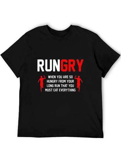 Rungry Mens Black Graphic Tee: Runners Hunger!