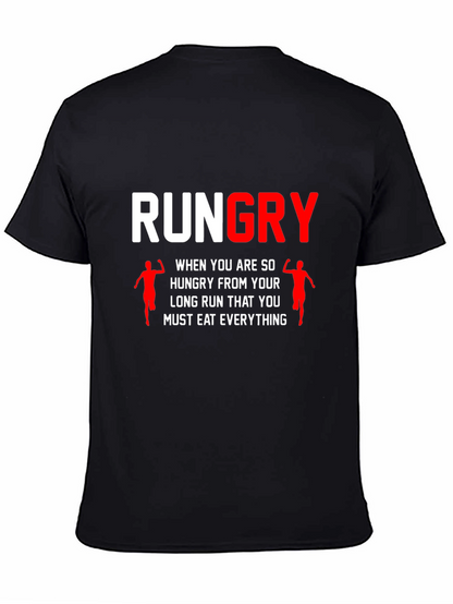 Rungry Mens Black Graphic Tee: Runners Hunger!
