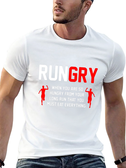 Rungry Mens Black Graphic Tee: Runners Hunger!