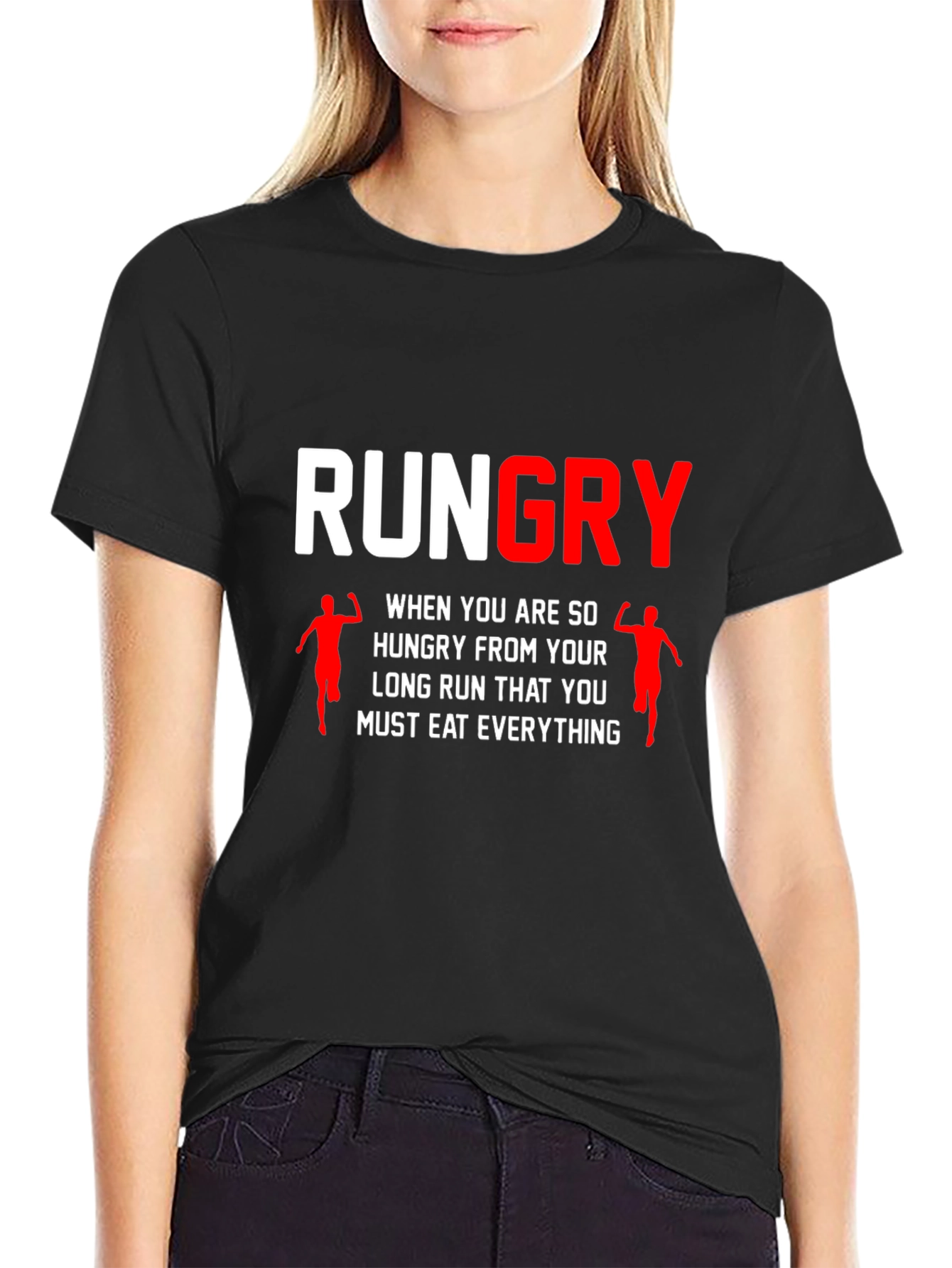 Rungry Mens Black Graphic Tee: Runners Hunger!