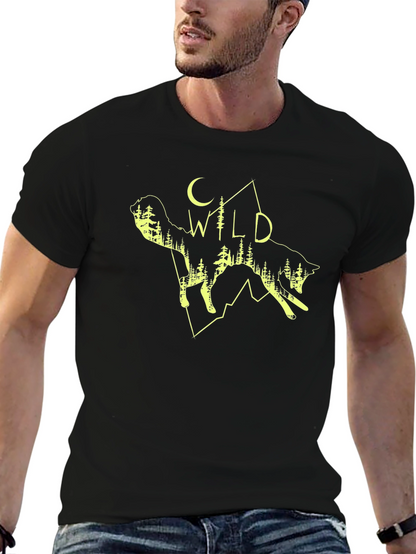 Wild Wolf Graphic Tee - Black Cotton T-Shirt
