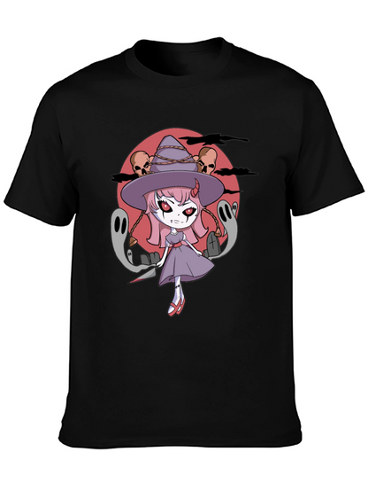 Halloween Anime Witch Graphic T-Shirt
