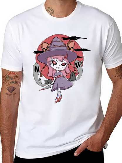 Halloween Anime Witch Graphic T-Shirt