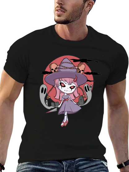 Halloween Anime Witch Graphic T-Shirt