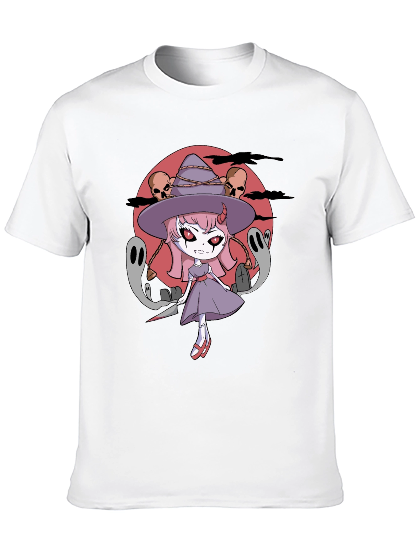 Halloween Anime Witch Graphic T-Shirt