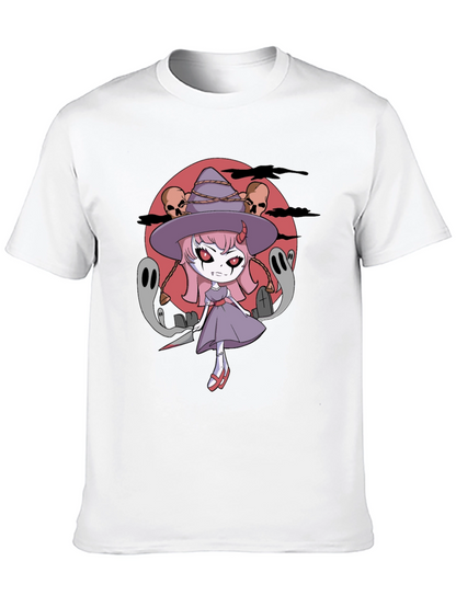 Halloween Anime Witch Graphic T-Shirt