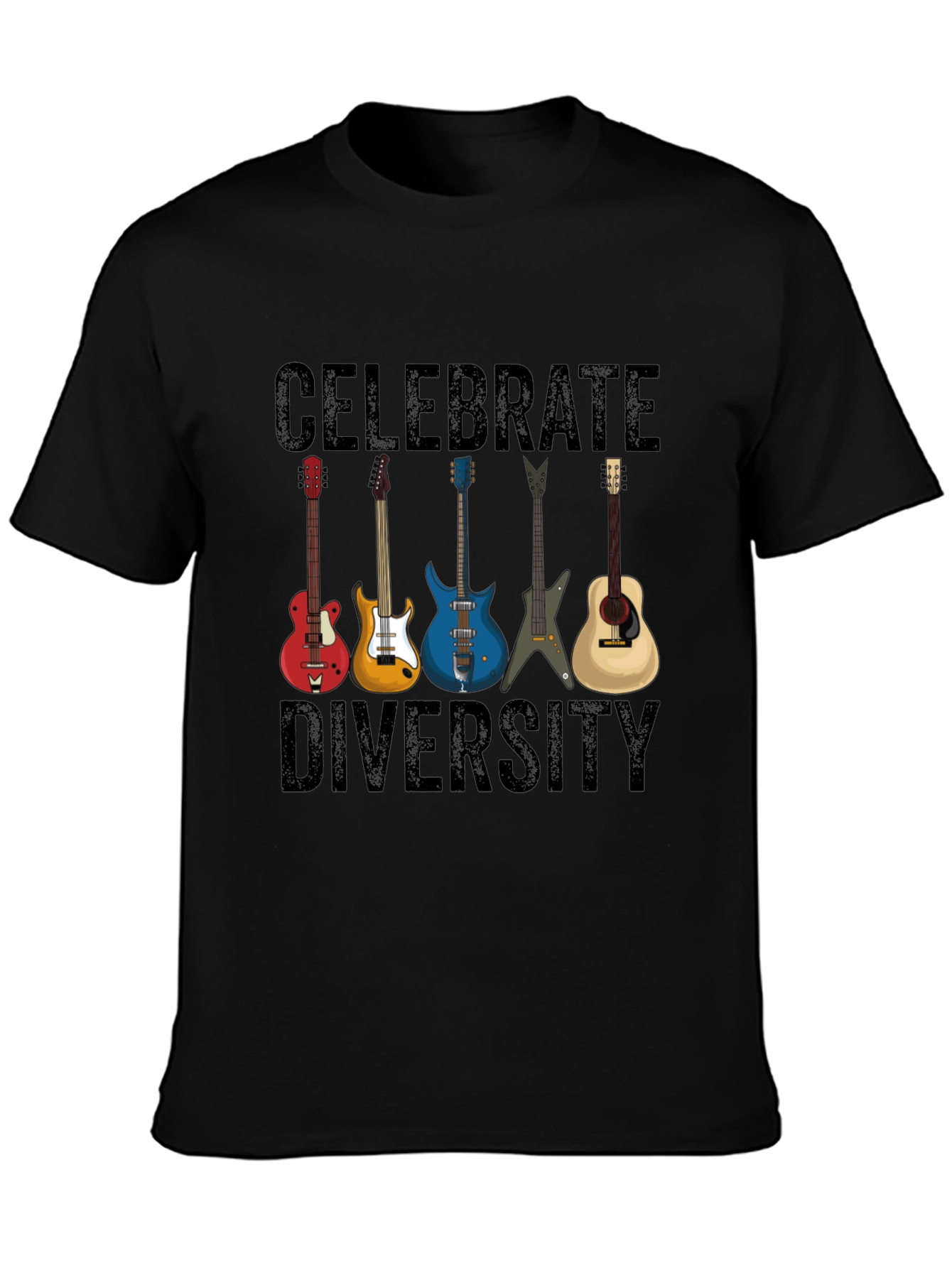 Celebrate Diversity Guitar T-Shirt - Music Lover Tee