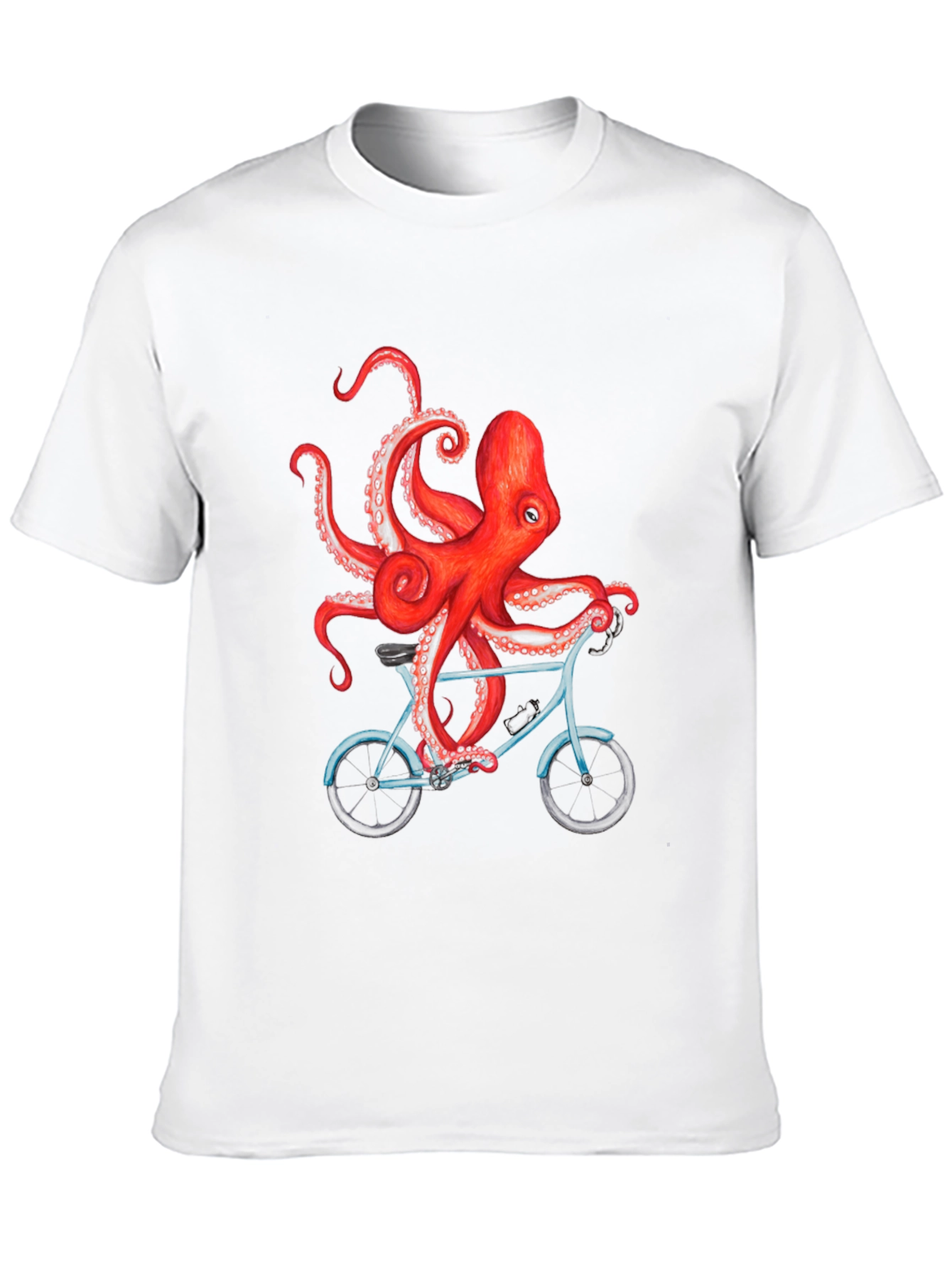 Octopus on Bike Graphic T-Shirt - Black
