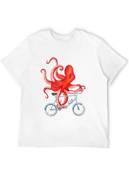 Octopus on Bike Graphic T-Shirt - Black