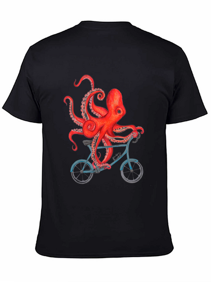 Octopus on Bike Graphic T-Shirt - Black