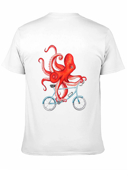 Octopus on Bike Graphic T-Shirt - Black