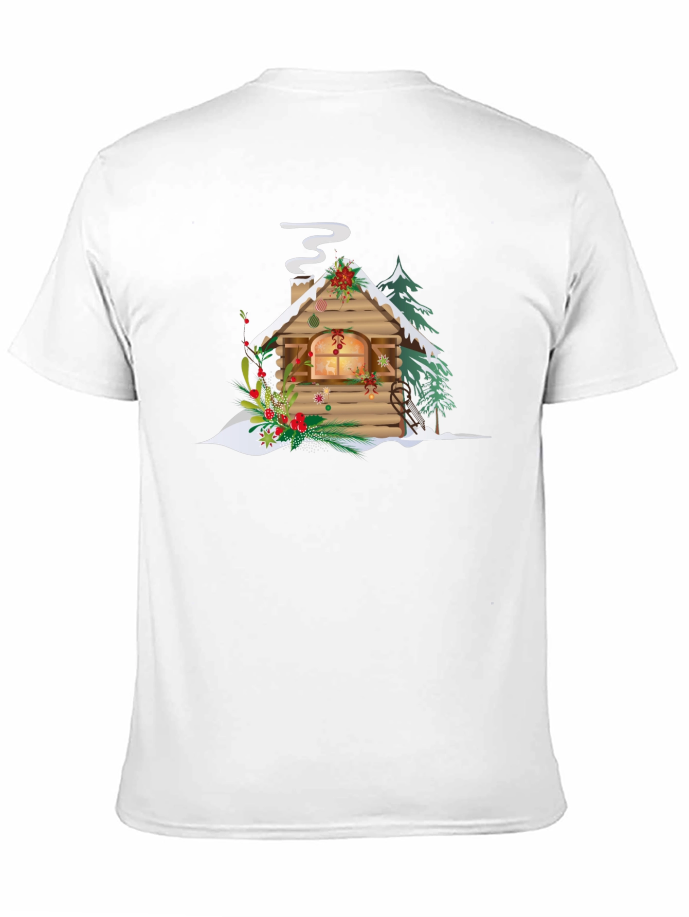 Christmas Cabin Graphic Tee - Holiday Season Apparel