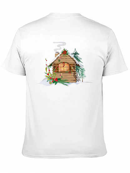 Christmas Cabin Graphic Tee - Holiday Season Apparel