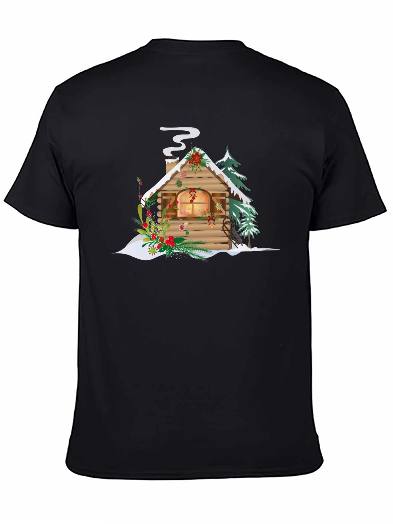 Christmas Cabin Graphic Tee - Holiday Season Apparel