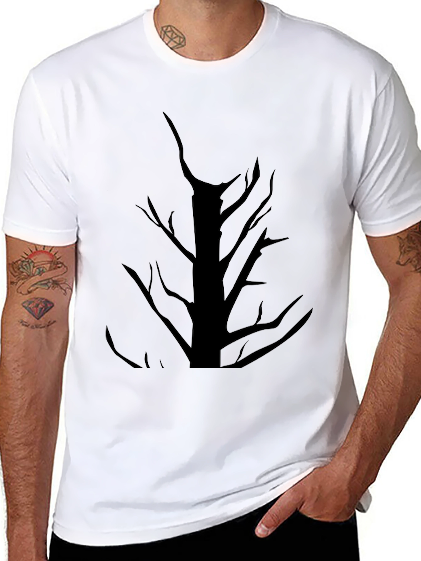 Mens Black Tree Graphic T-Shirt