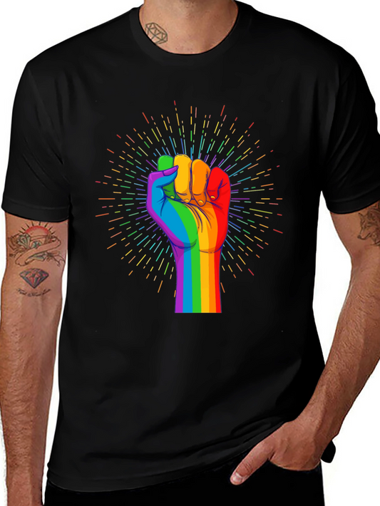 Pride Fist Graphic Tee - Black Cotton T-Shirt