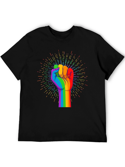 Pride Fist Graphic Tee - Black Cotton T-Shirt