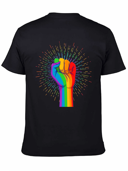 Pride Fist Graphic Tee - Black Cotton T-Shirt