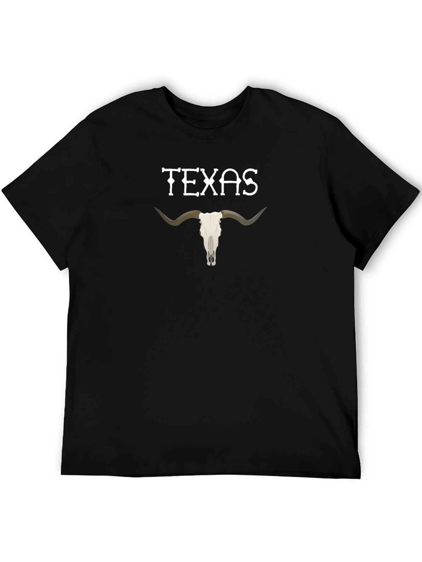 Texas Longhorn Skull Graphic Black T-Shirt