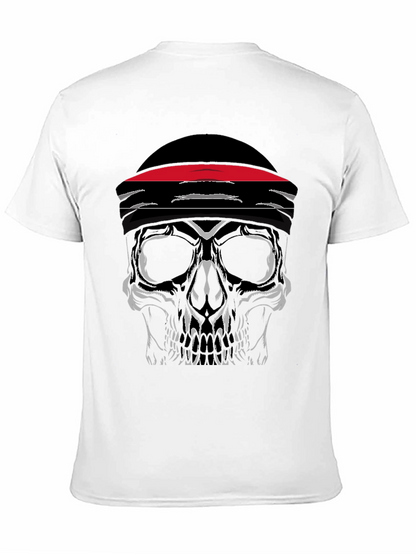 Skull with Headband Graphic Tee - Black