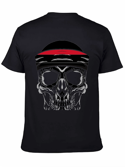 Skull with Headband Graphic Tee - Black