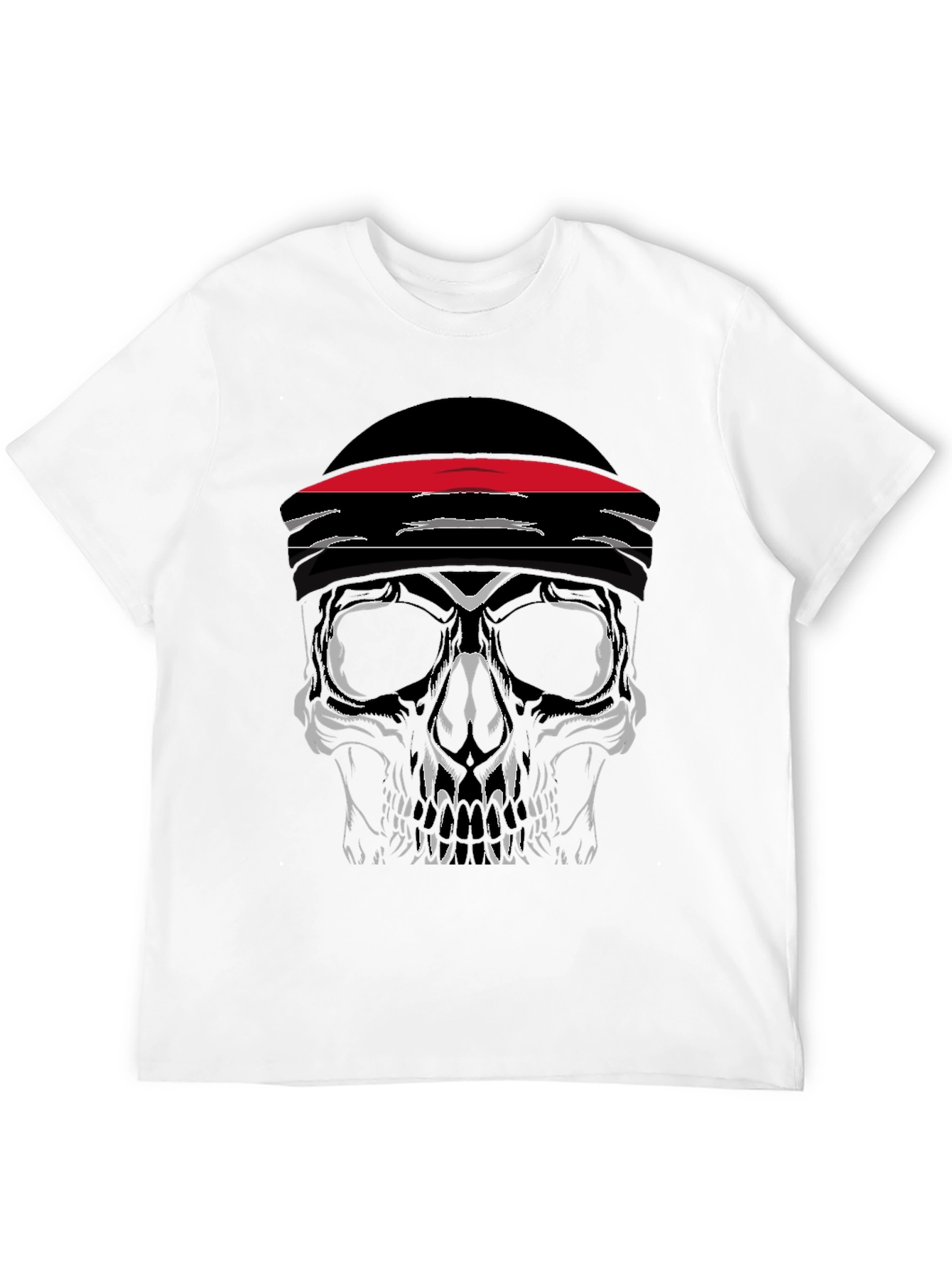 Skull with Headband Graphic Tee - Black