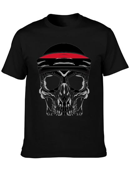 Skull with Headband Graphic Tee - Black