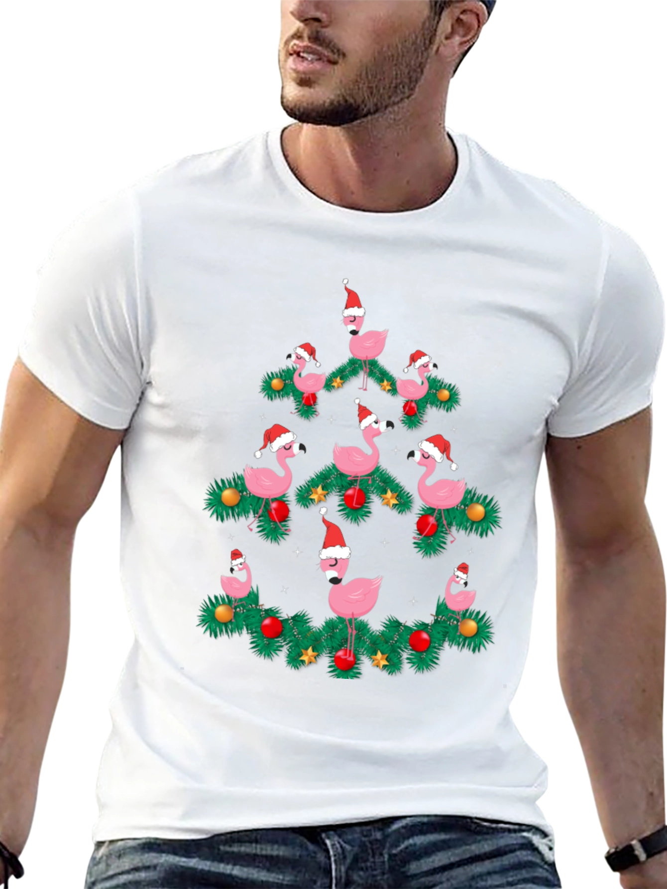 Flamingo Christmas Tree T-Shirt