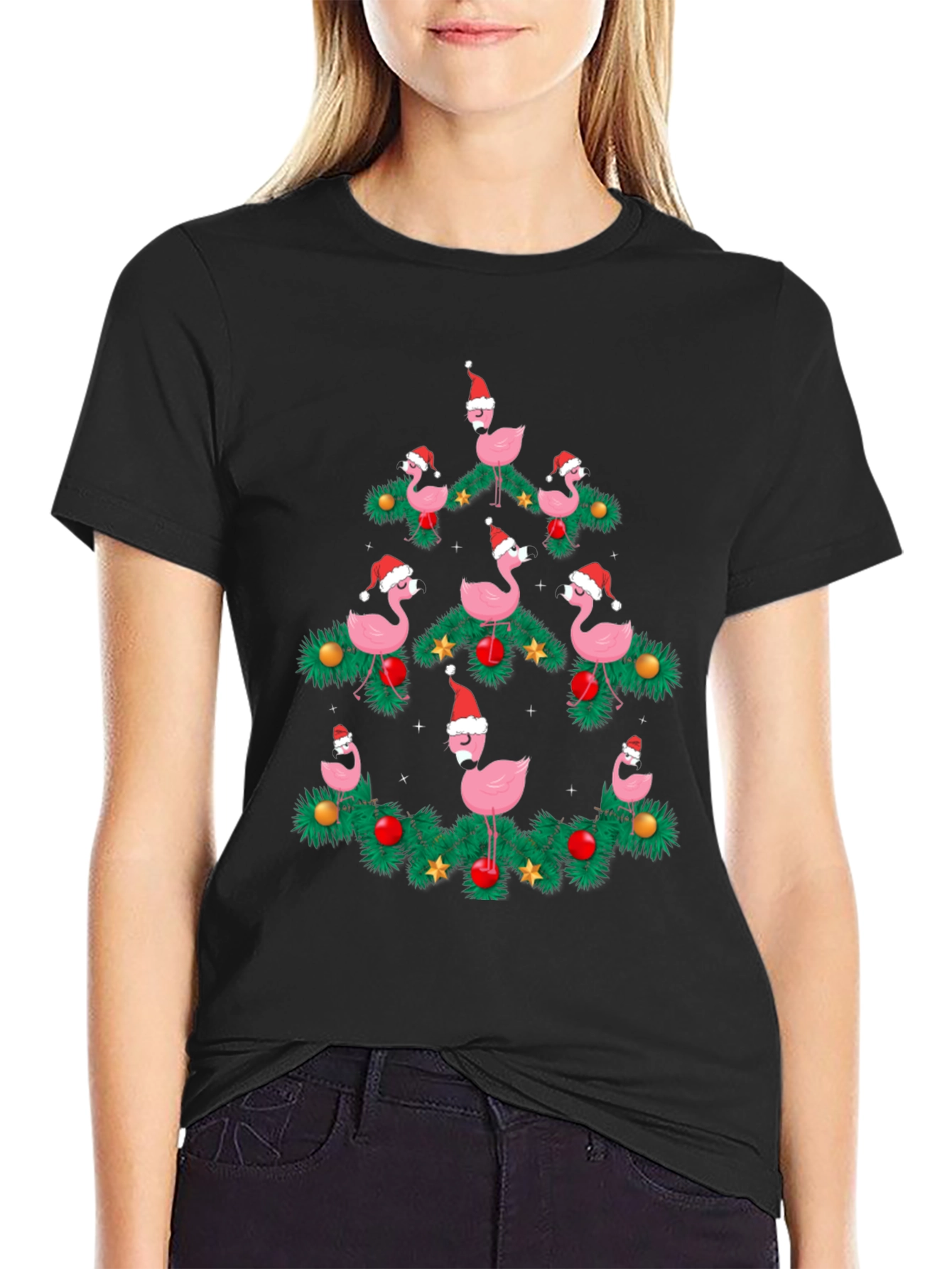 Flamingo Christmas Tree T-Shirt
