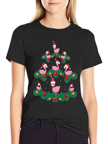 Flamingo Christmas Tree T-Shirt