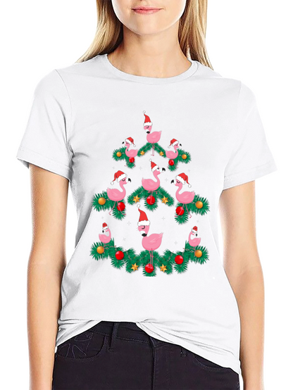 Flamingo Christmas Tree T-Shirt