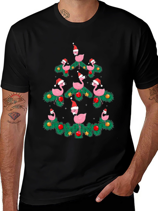 Flamingo Christmas Tree T-Shirt
