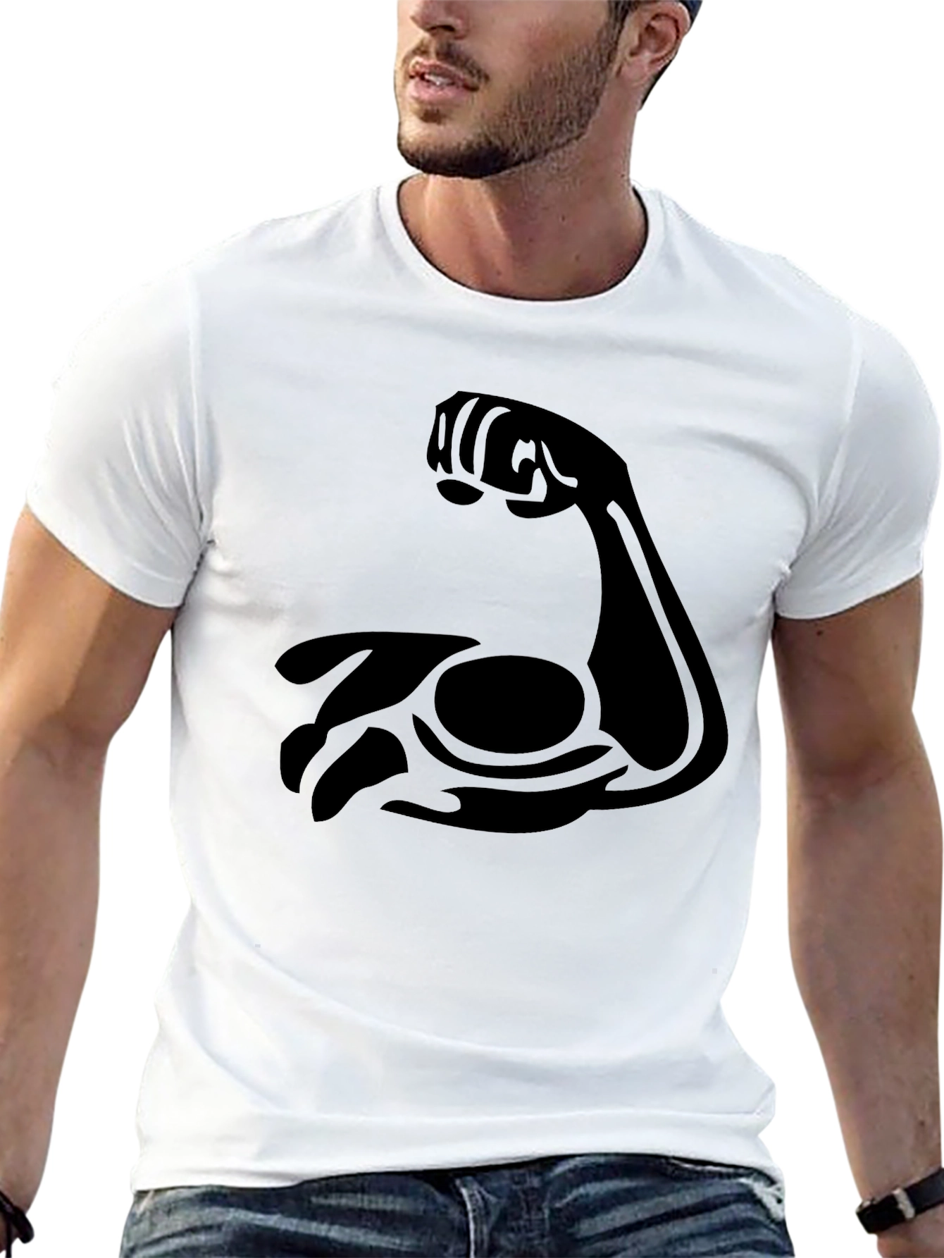 Flex Bicep Graphic Tee - Black Cotton