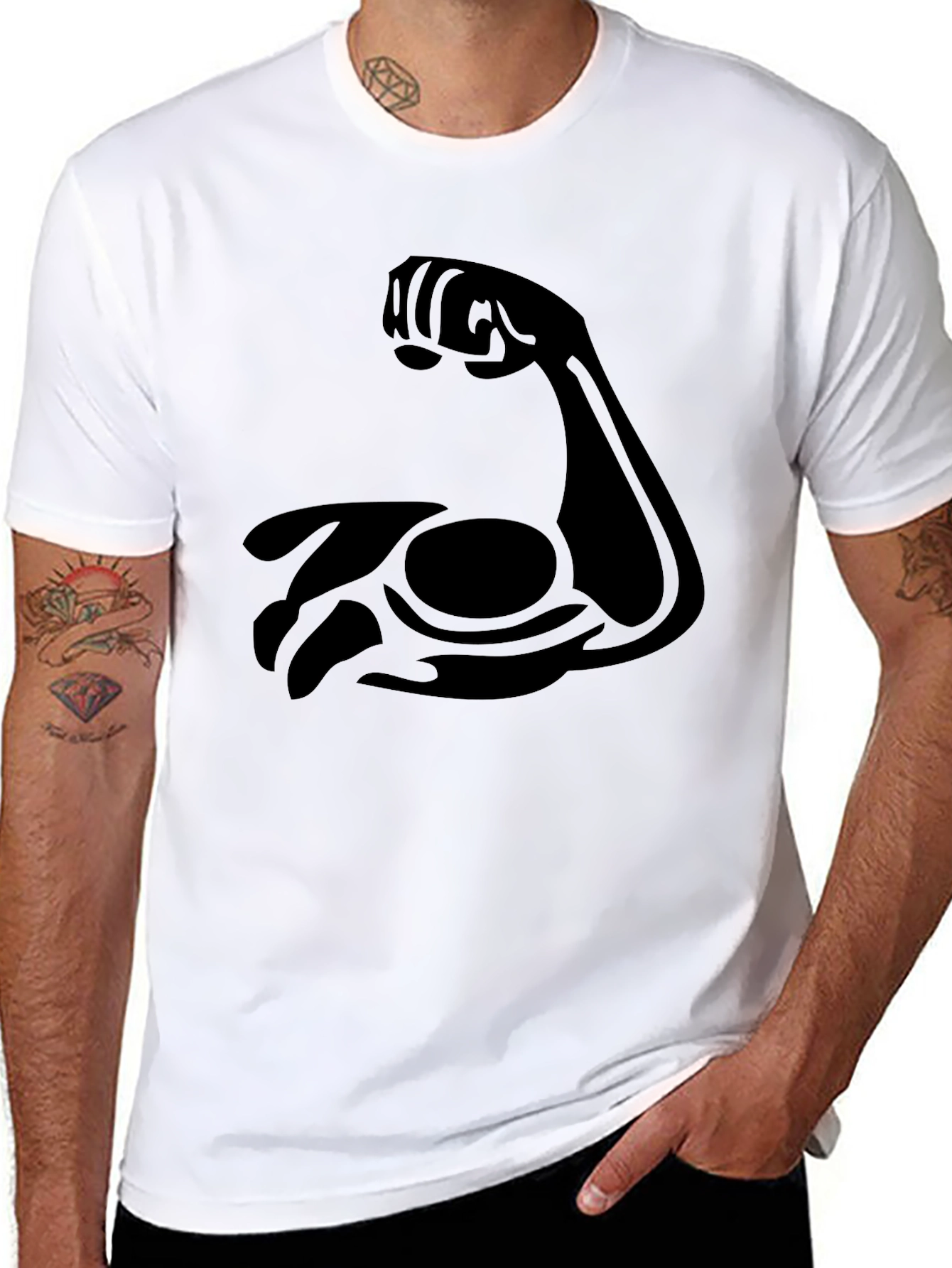 Flex Bicep Graphic Tee - Black Cotton