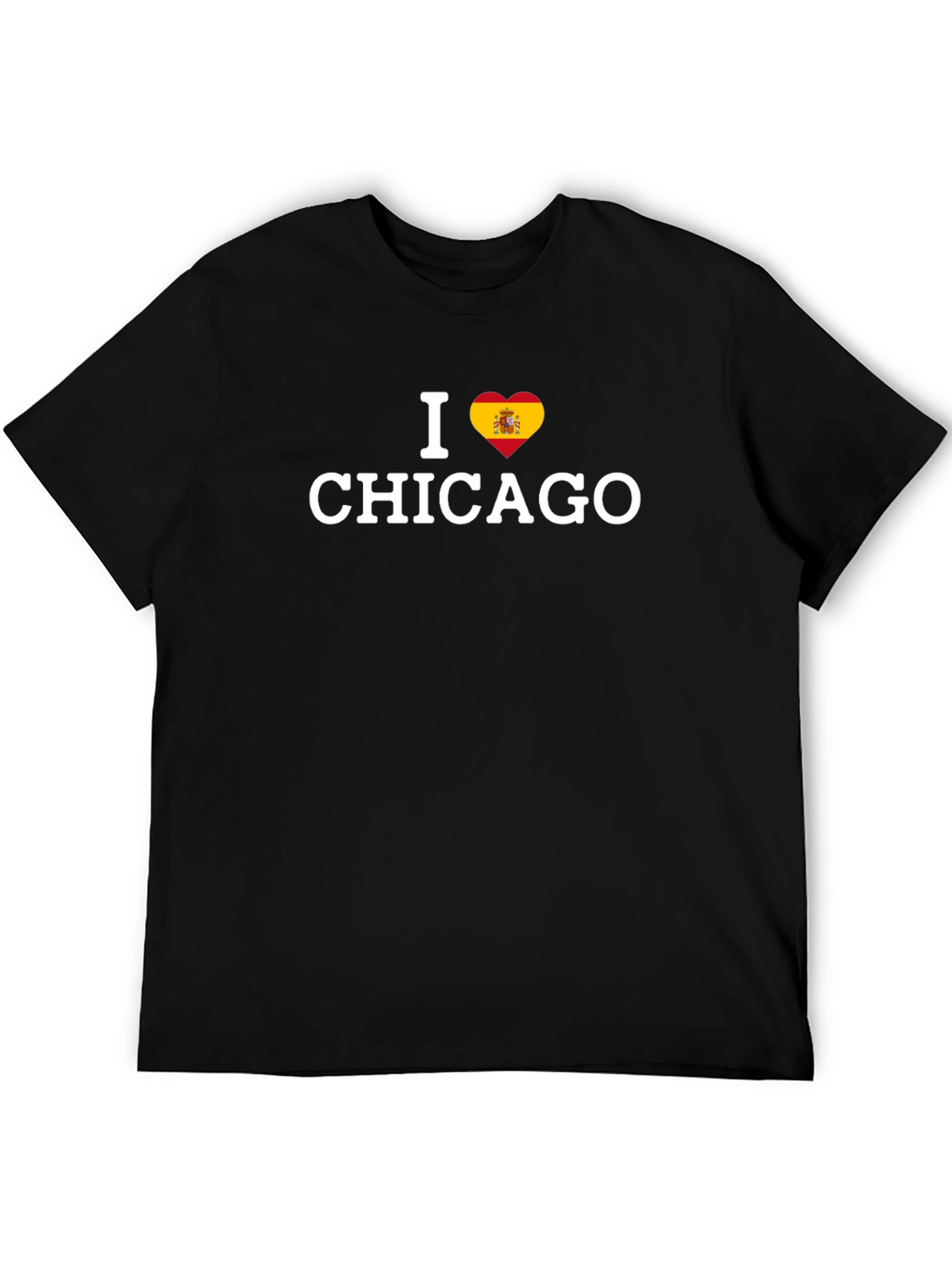 I Love Chicago Spain Flag Heart T-Shirt