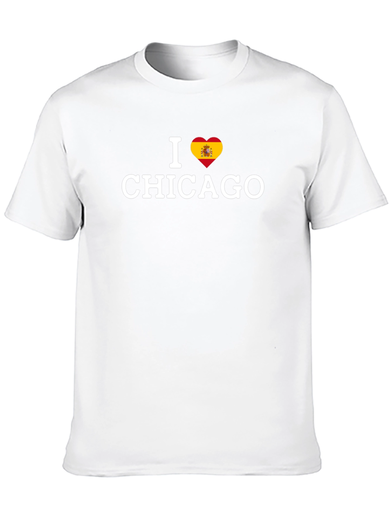 I Love Chicago Spain Flag Heart T-Shirt
