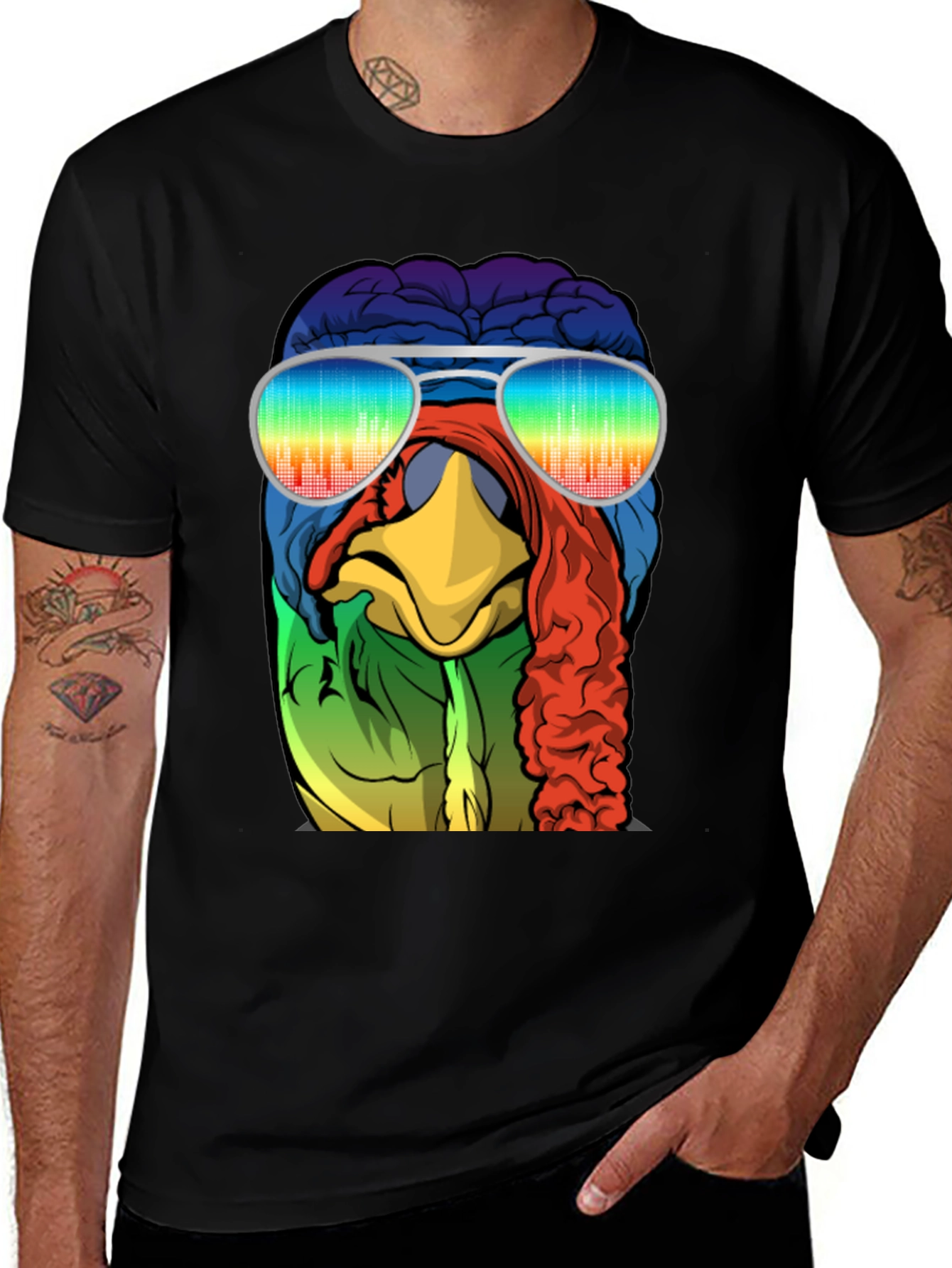 Cool Turkey Brain Rainbow Sunglasses T-Shirt