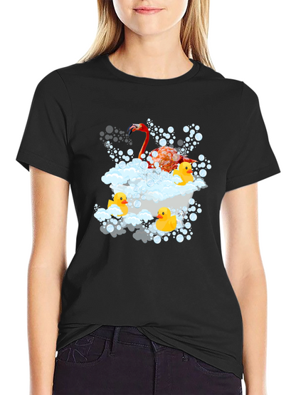 Flamingo Duck Tub Black T-Shirt